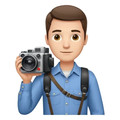 man single  large film Camera ,on his shoulder sticker