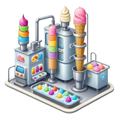 Ice cream factory with machines and production lines sticker
