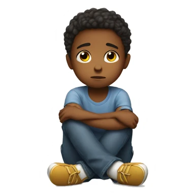 sad child sitting with arms folded sticker
