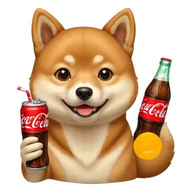 Shiba Jasper drinking Coca Cola  sticker