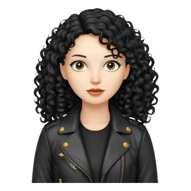 Chica blanca, con cabello negro largo y rizado, con chaqueta de cuero,arquitecta sticker