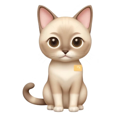A 3D cartoon Siamese cat in creamy white with faint beige points, smooth short fur, bright eyes, calm lighting, Memoji-style rendering. full body or half body. sticker