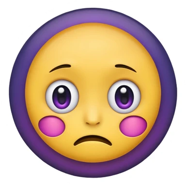 classic round yellow emoji face, iOS/Apple-style, cartoon/anime-inspired expression of emotional despair, upper half shaded with dark bluish or purple gradient, large round eyes or small blank eyes, subtle frown or straight mouth, cute and emoji-like, not realistic sticker