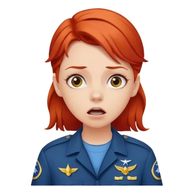 shocked face on white girl red hair Air force sticker