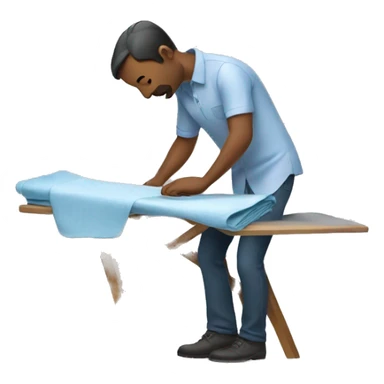 men ironing a shirt sticker
