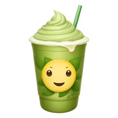 Iced matcha latte in a yellow cup sticker