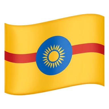 flag of the Republic of Buryatia, horizontal tricolor with blue, white, and yellow stripes, and a yellow soyombo symbol in the upper left sticker