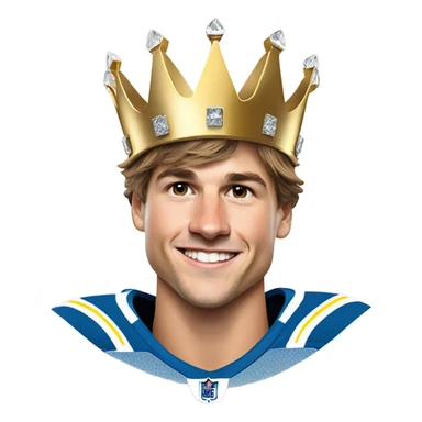 los angeles chargers quarterback justin herbert champion with a crown   sticker