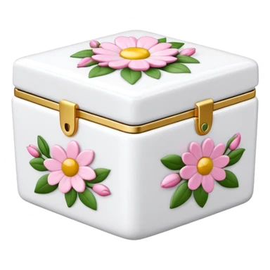 pink and white porcelain box with flowers  sticker