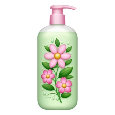 light green and pink floral shampoo sticker