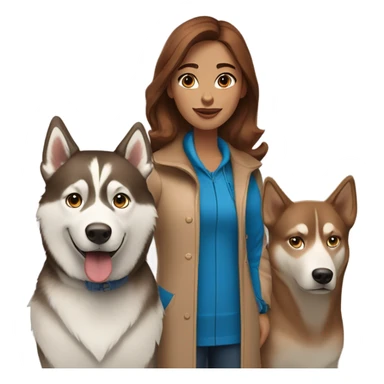 Woman brown hair blue eyes with Husky Copper beige  sticker