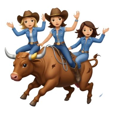 Three girls riding bulls in a tornado sticker