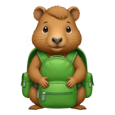 baby capybara wear green backpack sticker