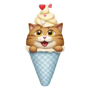 cat in an ice cream cone with hearts around its head sticker