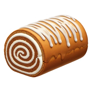 Brown cake roll with white drizzle frosting on top sticker