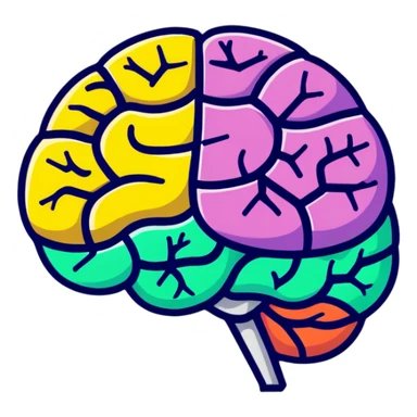 magic brain with glowing effects sticker