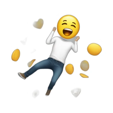 Falling man with depression and happy sticker