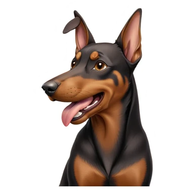 cinematic-cute-yawning-doberman-portrait-emoji,-head-tilted-slightly-with-a-dramatic,-wide-open-yawn,-revealing-a-sleek black and brown fur-with-a-subtle-shimmer,-floppy-ears-slightly-drooping,-round-brown-eyes-barely-open-in-drowsy sticker