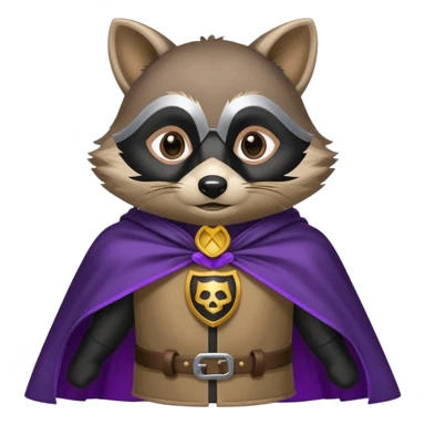 alors ce raton laver doit être équipé d'une cape de thieving noir avec trim bordure mauve comme dans le jeu old school runescape. au centre de la cape une icone de masque de voleur est visible sticker