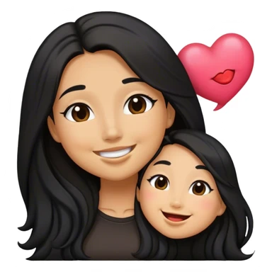 Tan lady with black long hair cute kisses smiles and cute outfit sticker