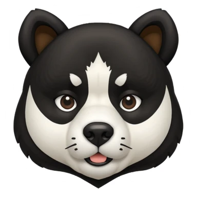 Black, wide, Akita dog head, bear like, with pointy ears  sticker