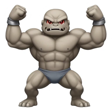 Geodude Pokémon, round rocky body with arms, flexing arms sticker