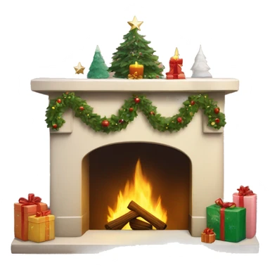 Kamin mit weihnachtlicher Dekoration  sticker