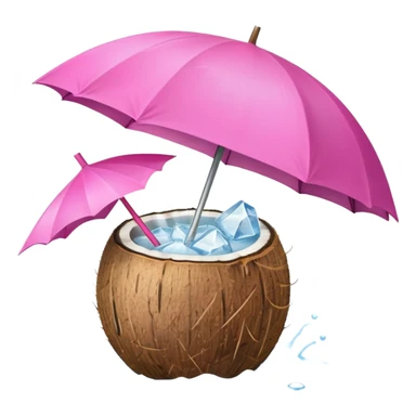 coconut drink with pink umbrella sticker