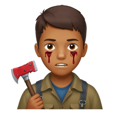 13 y/o Brian robeson at the beginning of Hatchet
determined, has hatchet, self-reliant, observant survivalist, berry juice on mouth, bug bites on face sticker