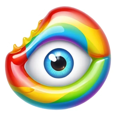 melted rainbow gummy eye sticker