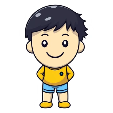 simple embarrassed white smiley with black hair sticker