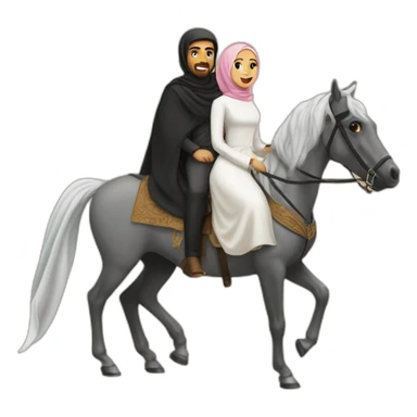 Hijabi women on a horse and saudi men on a horse sticker
