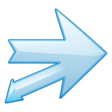 Extremely simplistic white arrow with light blue outline pointing. make the point only on one side sticker