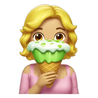 chica pelo verde comiendo helado  sticker