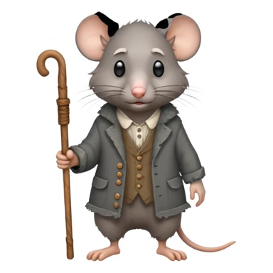 Old rat walking with old clothes and a cane  sticker