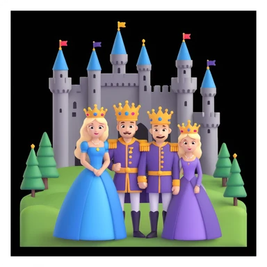 king and queen posing, castle background sticker