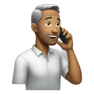 A man talks into a mobile phone sticker