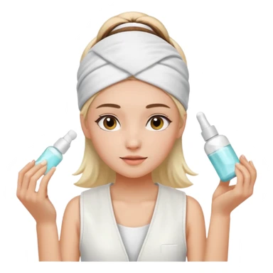 Clean girl aesthetic emoticons, apply skincare products, headband, glowing skin, white vest, soft lighting sticker