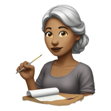 Woman artist drawing painting sticker