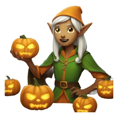 pumkin elf casting a spell sticker