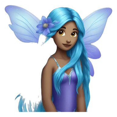 Beautiful,blue flower, fairy, blue, turqoise, silver, purple, long hair, big wings sticker