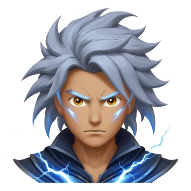 storm rider portrait, head and shoulders only, wind-swept hair, crackling lightning aura, storm clouds swirling behind, intense glowing eyes, epic fantasy vibe, 3D cartoon, mobile game icon style, clean background, no text, no watermark
 sticker