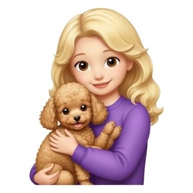 Blonde girl hugging her toy poodle sticker