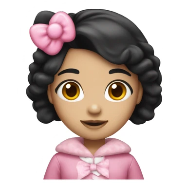 Girl with black hair with a hello kitty costume on sticker