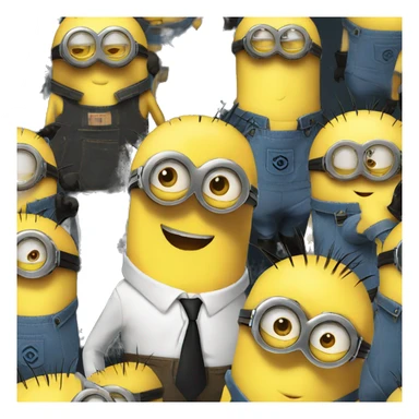 Gang of minions in fancy clothes sticker