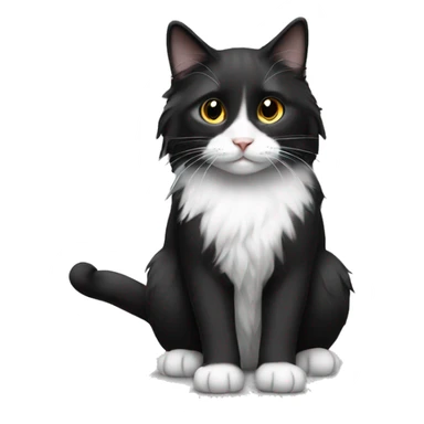 black and white cat long haired sticker