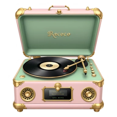 Vintage rococo pale pink and sage vinyl player sticker
