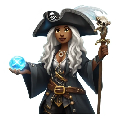 Pirate sorceress white sticker