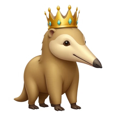 Anteater walking around and wearing a crown sticker