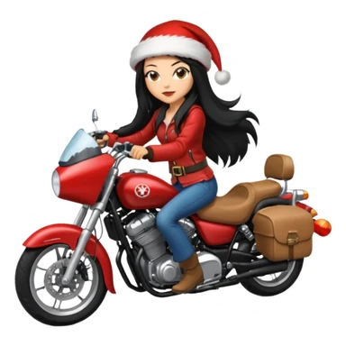 biker girl black long hair moto christmas yamaha sticker